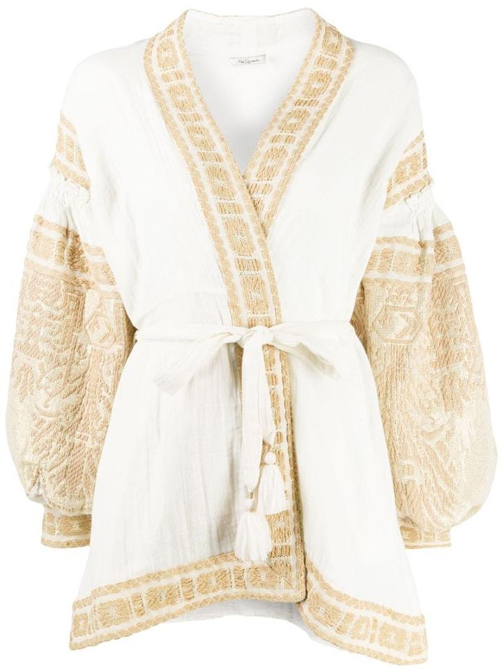 Mes Demoiselles Embroidered Belted Jacket - White