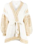 Mes Demoiselles Embroidered Belted Jacket - White
