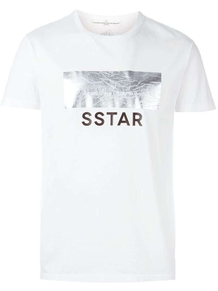 Golden Goose Deluxe Brand Foil Print T-shirt, Men's, Size: M, White, Cotton
