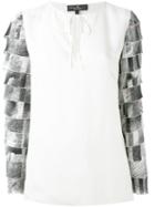 Salvatore Ferragamo - Tiered Sleeve Blouse - Women - Silk/cellulose - 40, Nude/neutrals, Silk/cellulose
