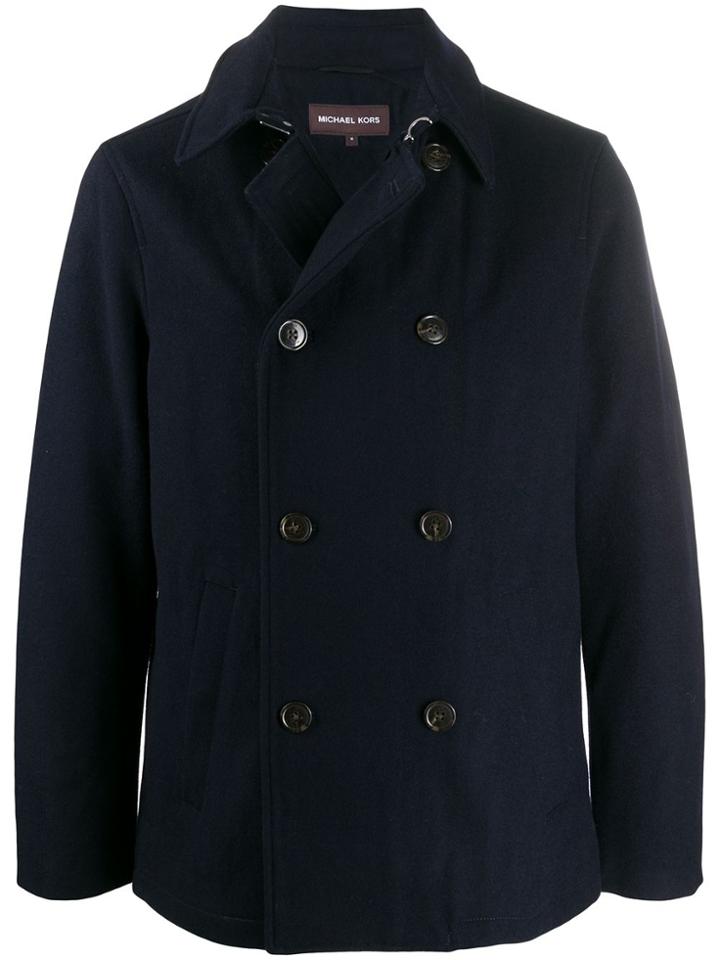 Michael Kors Double Breasted Pea Coat - Blue