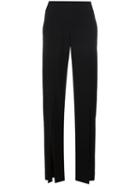 Jonathan Simkhai Front Slit Trousers, Women's, Size: 4, Black, Spandex/elastane/acetate/viscose