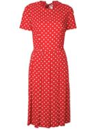 Comme Des Garçons Pre-owned Polka Dots Pleated Dress - Red