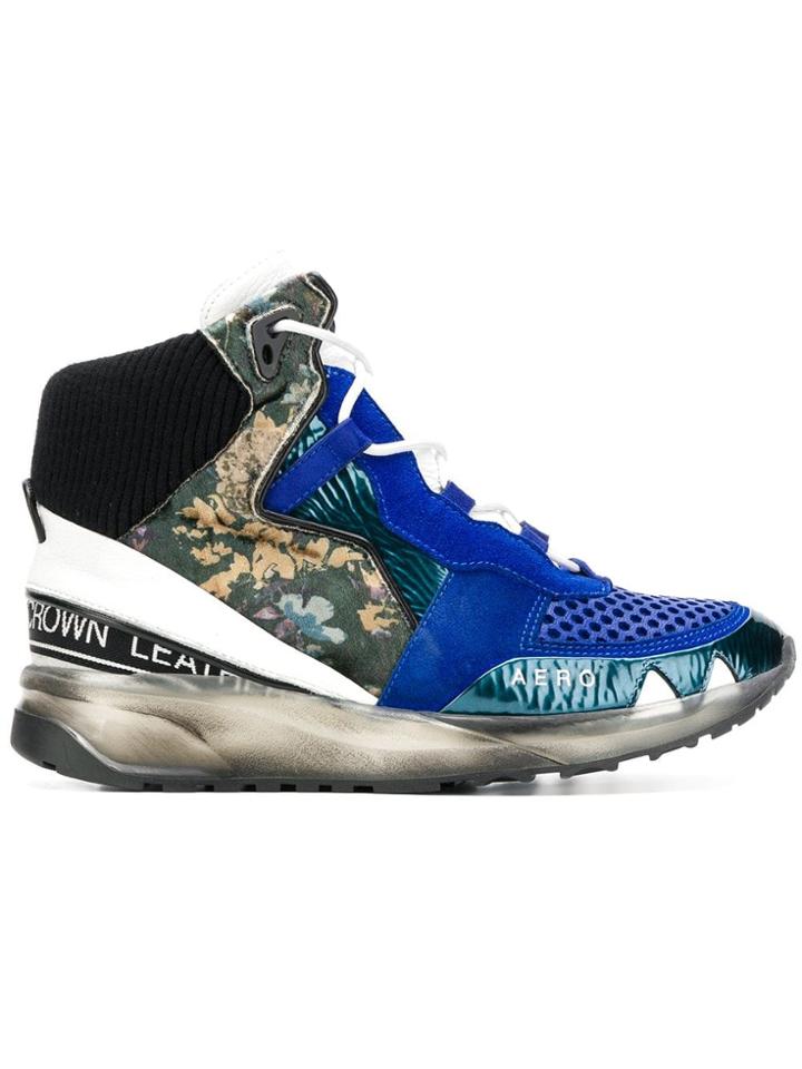 Leather Crown Aero Hi-top Sneakers - Green