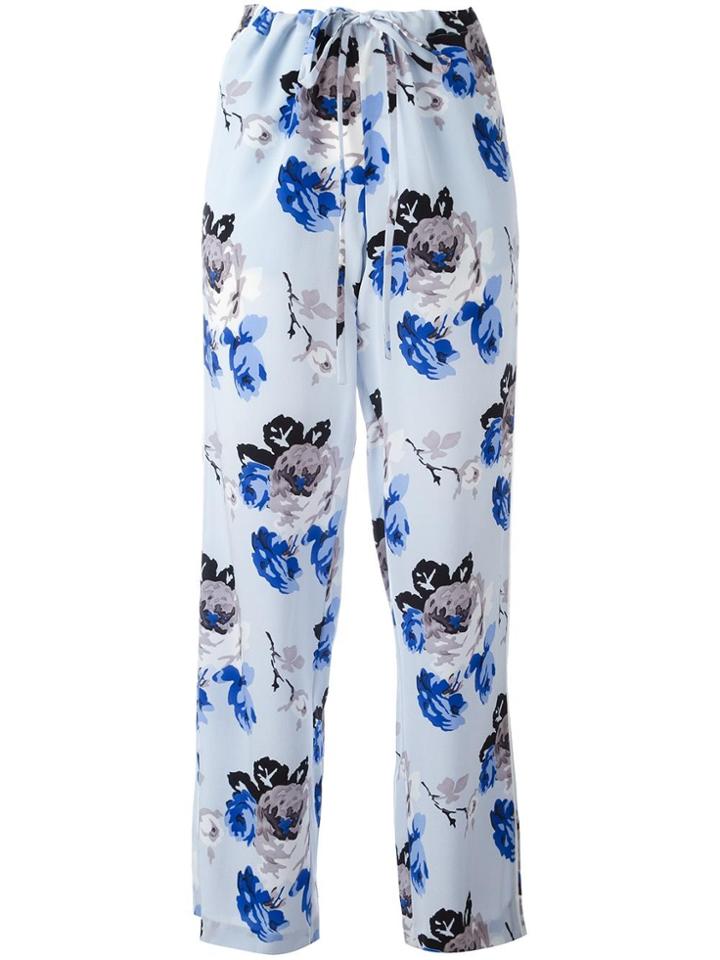 Theory Floral Print Trousers - Blue