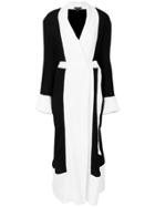 Ann Demeulemeester Two-tone Belted Long Coat - Black