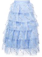 Ganni Tiered Floral Skirt - Blue