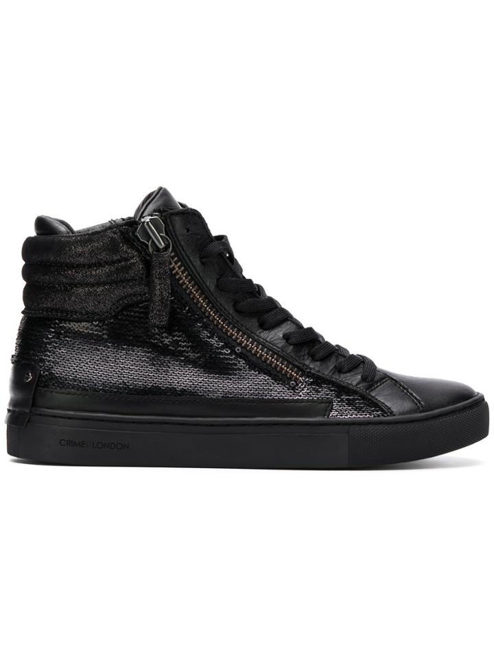 Crime London Sequin Hi-top Sneakers - Black