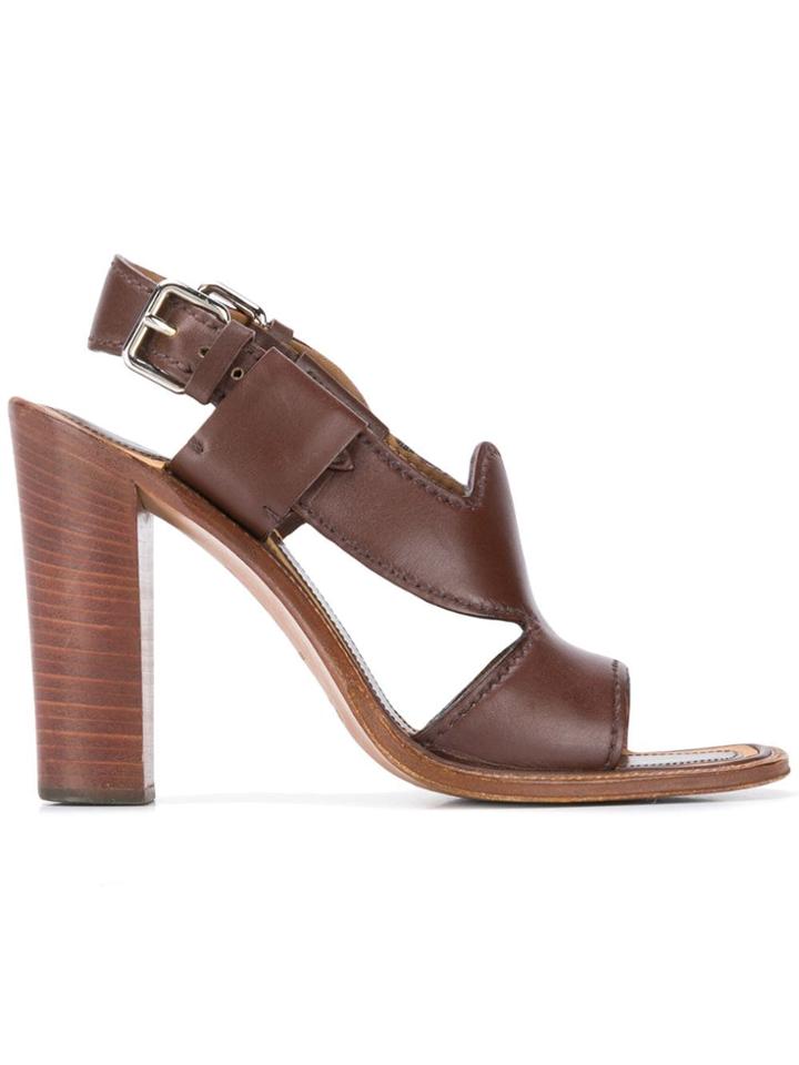 Prada Vintage 2000's Cutout Buckled Sandals - Brown