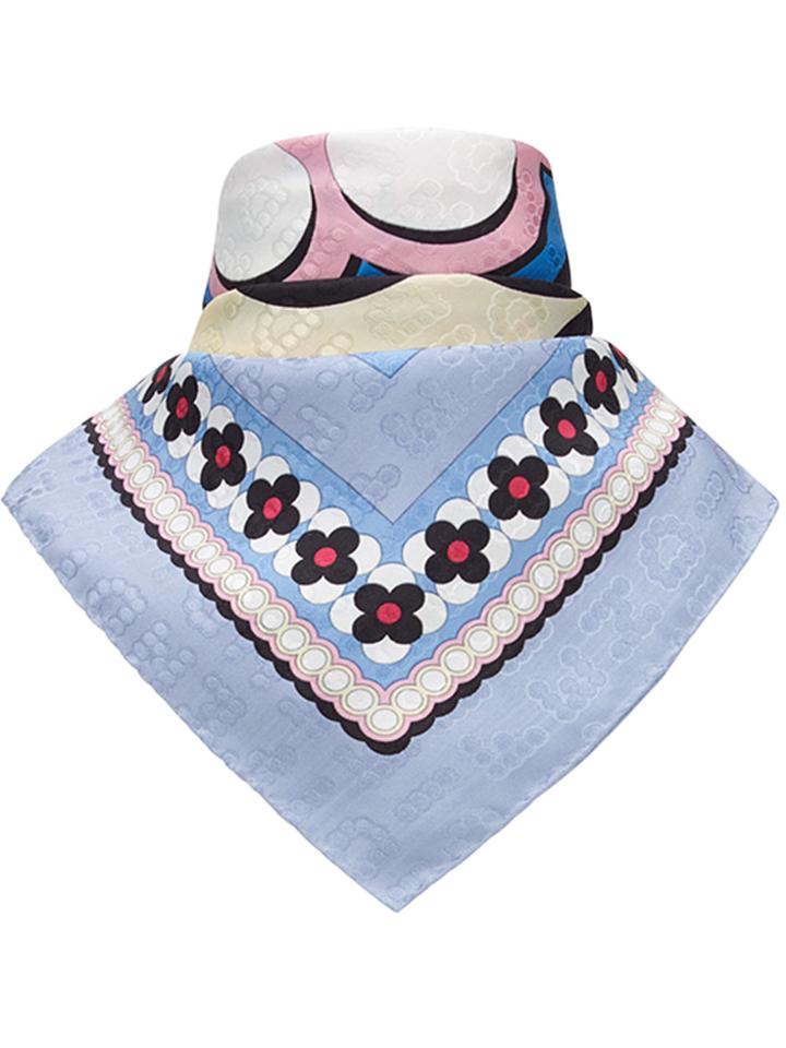 Fendi Geometric Logo Square Scarf - Blue