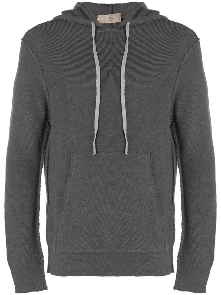 Maison Flaneur Distressed Inverted Seam Hoodie - Grey