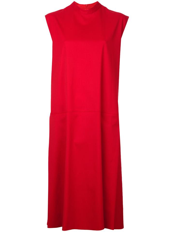Mm6 Maison Margiela - Belted High Neck Dress - Women - Polyester/polyurethane/virgin Wool - 42, Red, Polyester/polyurethane/virgin Wool