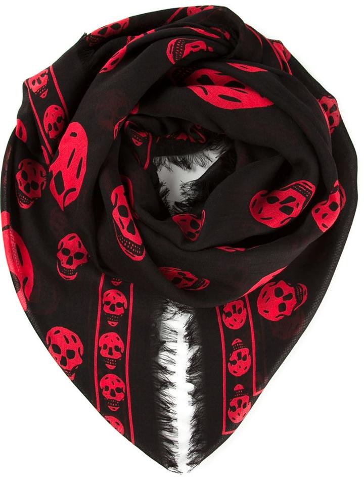 Alexander Mcqueen 'skull' Scarf, Men's, Black, Modal/silk