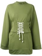 Fenty X Puma - Corset Waist Sweatshirt - Women - Cotton/polyester/spandex/elastane - Xs, Green, Cotton/polyester/spandex/elastane