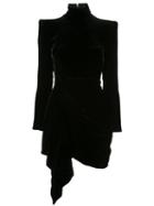 Alex Perry Parker Draped Velvet Mini Dress - Black