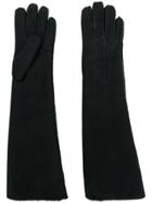 Maison Fabre Shearling Long Gloves - Black