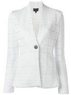Giorgio Armani Checked Blazer, Women's, Size: 46, White, Polyamide/polyester/spandex/elastane/viscose