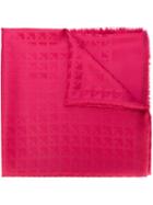 Bally Fringed Jacquard Scarf, Women's, Pink/purple, Silk/wool