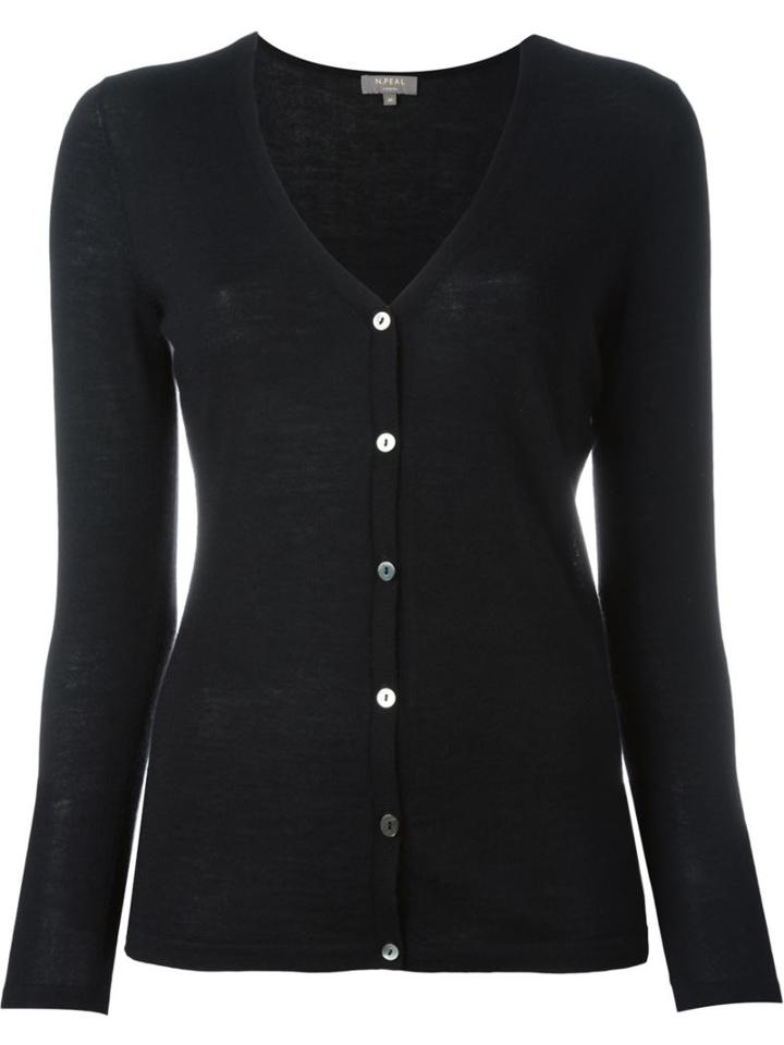 N.peal - Superfine V-neck Cardigan - Women - Cashmere - S, Black, Cashmere