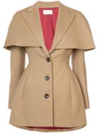 Sara Battaglia Fitted Cape Detail Blazer - Brown