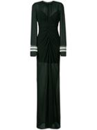Vera Wang Corded Cuffs Draped Gown - Black