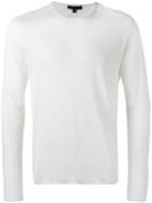 John Varvatos Crew Neck Jumper, Men's, Size: Large, White, Silk/linen/flax