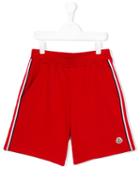 Moncler Kids - Side Stripes Shorts - Kids - Cotton - 14 Yrs, Red