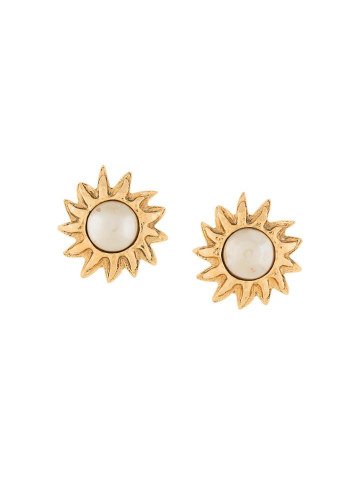 Chanel Vintage Sun Motif Earrings - Metallic