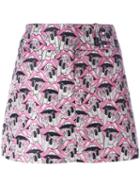 Giamba Lips Print Short Skirt, Women's, Size: 40, Pink/purple, Polyester