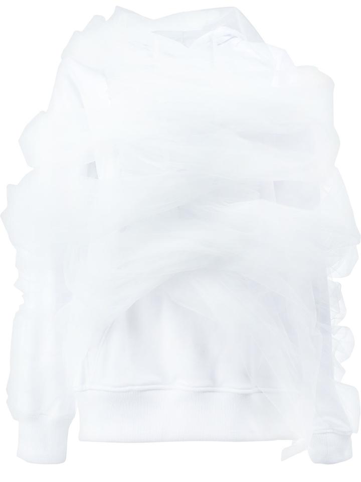 Y / Project Ruched Sleeve Hooded Sweater - White