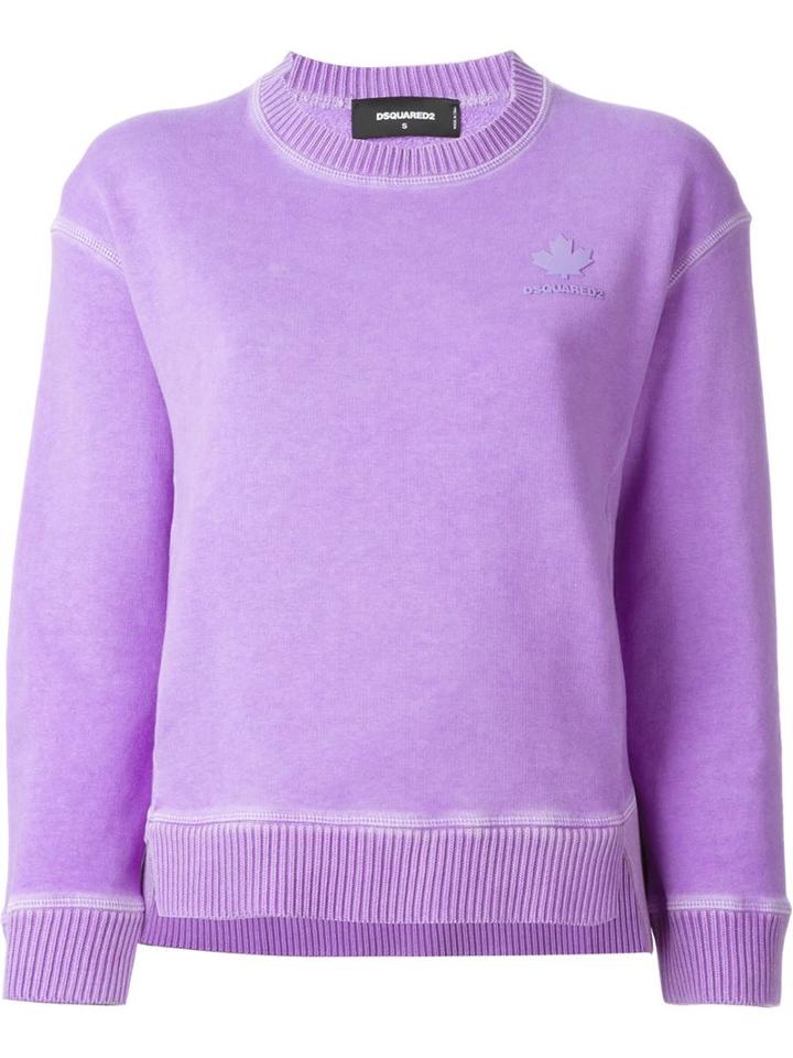 Dsquared2 Cropped Sweatshirt, Women's, Size: Large, Pink/purple, Cotton