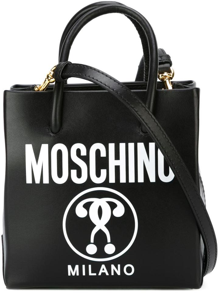 Moschino Logo Print Square Tote, Women's, Calf Leather