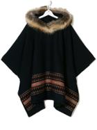 Il Gufo Teen Ethnic Embroidery Poncho - Blue