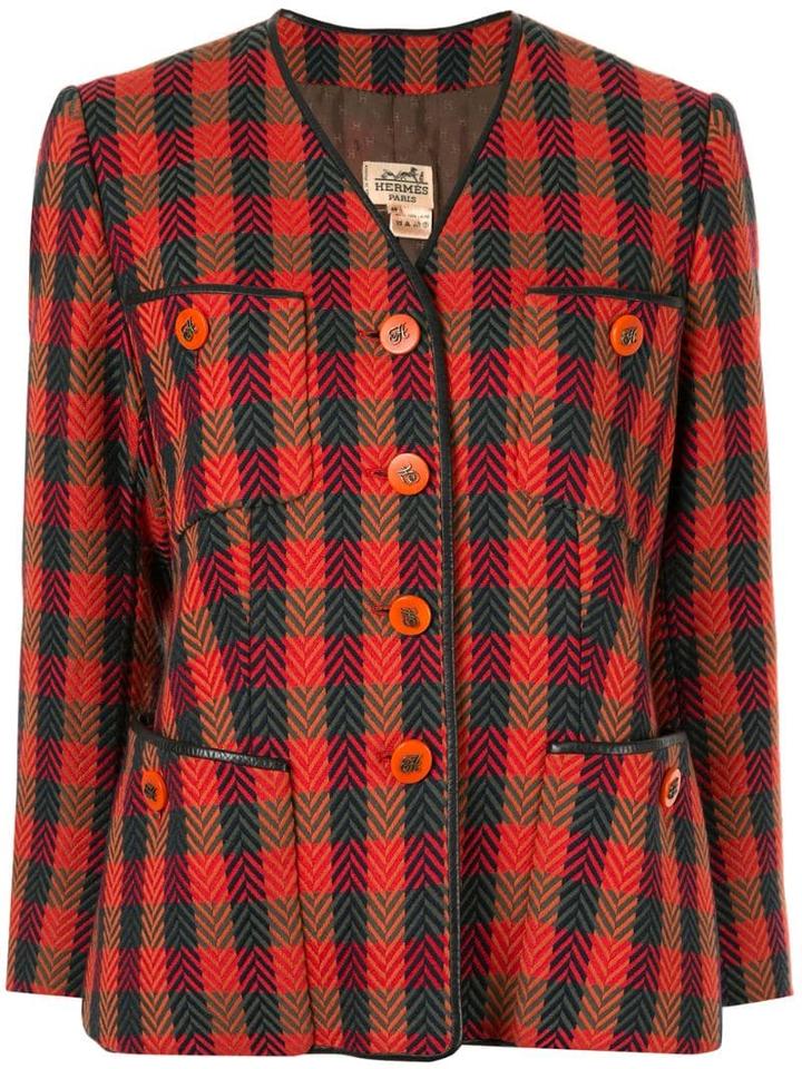 Hermès Pre-owned Checked Single-breasted Jacket - Red