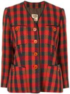 Hermès Pre-owned Checked Single-breasted Jacket - Red