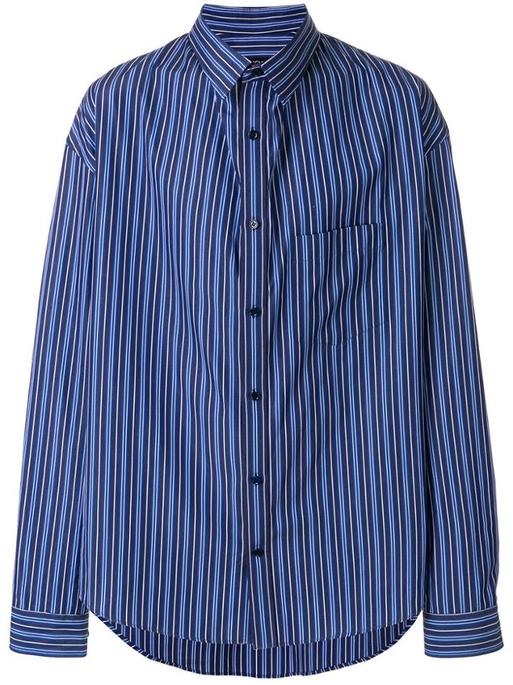 Balenciaga Bal Profile Collar Shirt - Blue