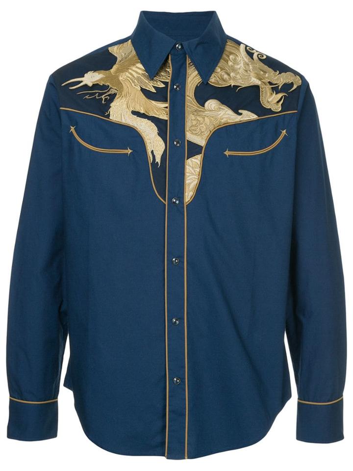 Ports V Embroidered Denim Jacket - Blue