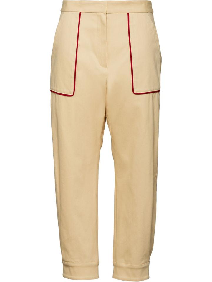 Miu Miu Stripe Detail Cropped Trousers - Nude & Neutrals
