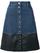 Stella Mccartney Faux Leather-trimmed Denim Skirt - Blue