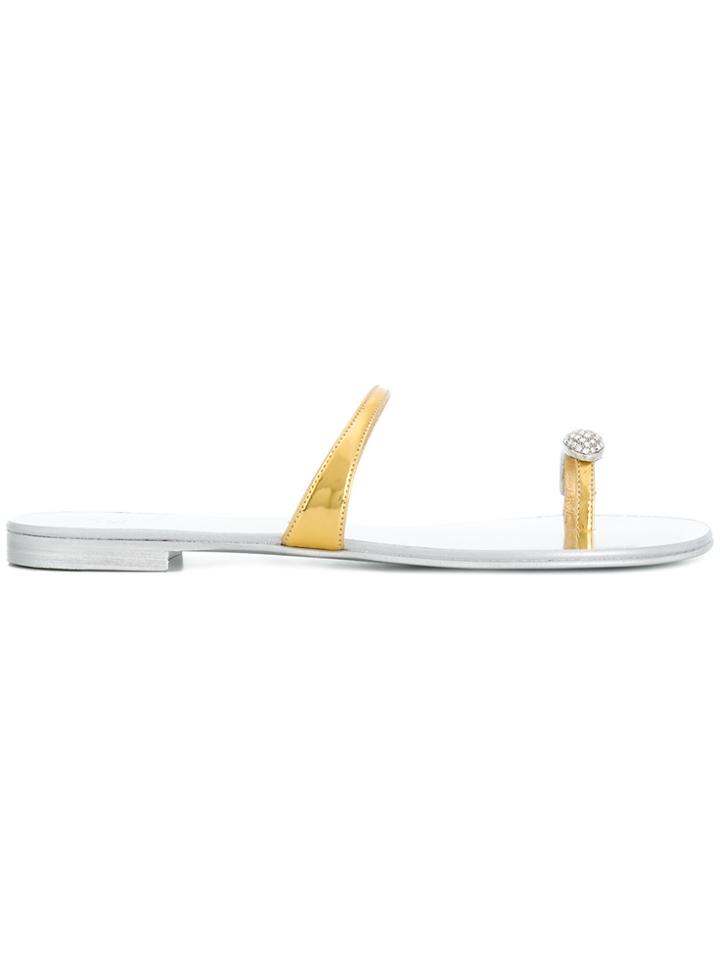 Giuseppe Zanotti Design Embellished Toe Ring Sandals - Metallic