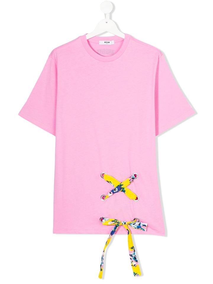 Msgm Kids Teen Lace Detail T-shirt - Pink & Purple