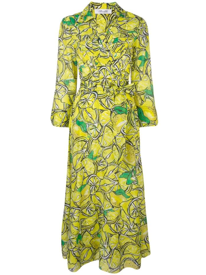 Dvf Diane Von Furstenberg Lemon Print Maxi Dress - Yellow