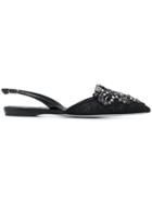 René Caovilla Flat Sling-back Ballerina Shoes - Black