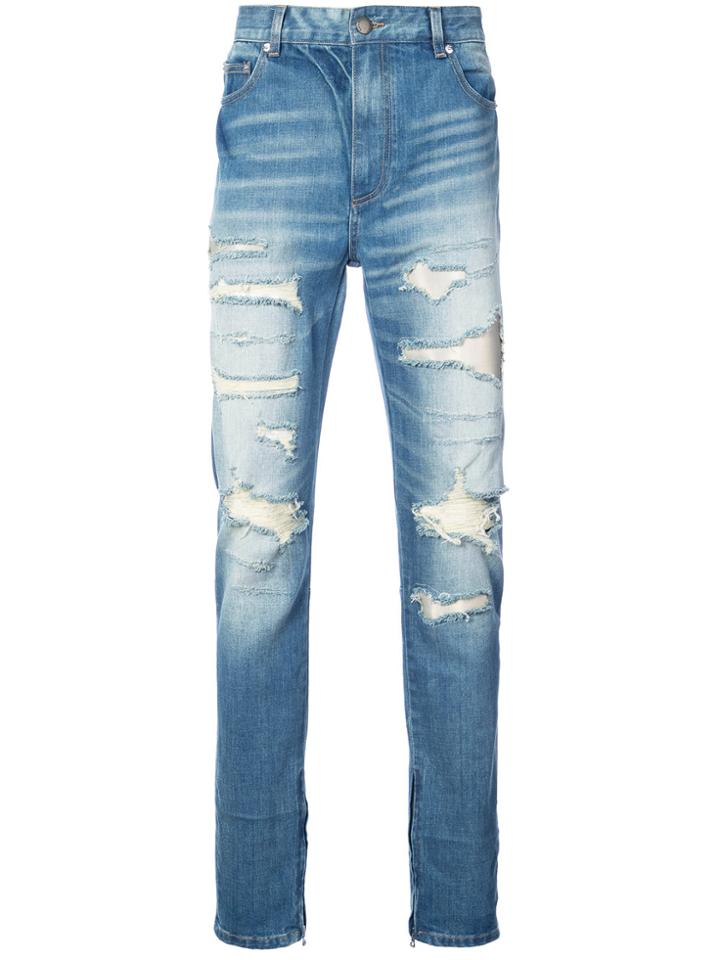 God's Masterful Children Ripped Straight-leg Jeans - Blue