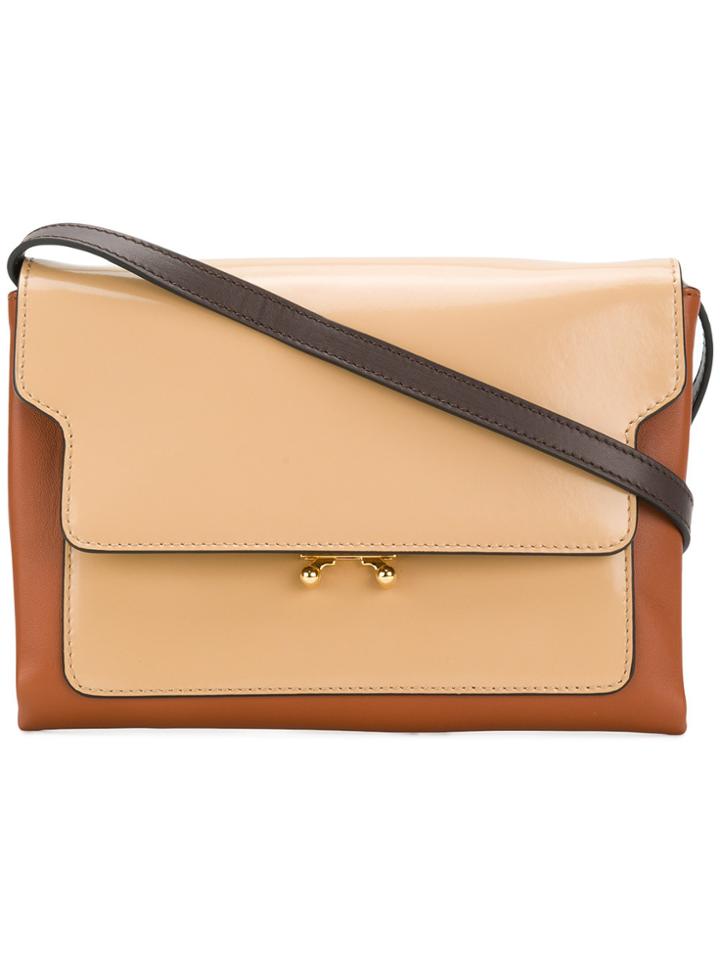 Marni Trunck Pouch Leather Crossbody Bag - Brown