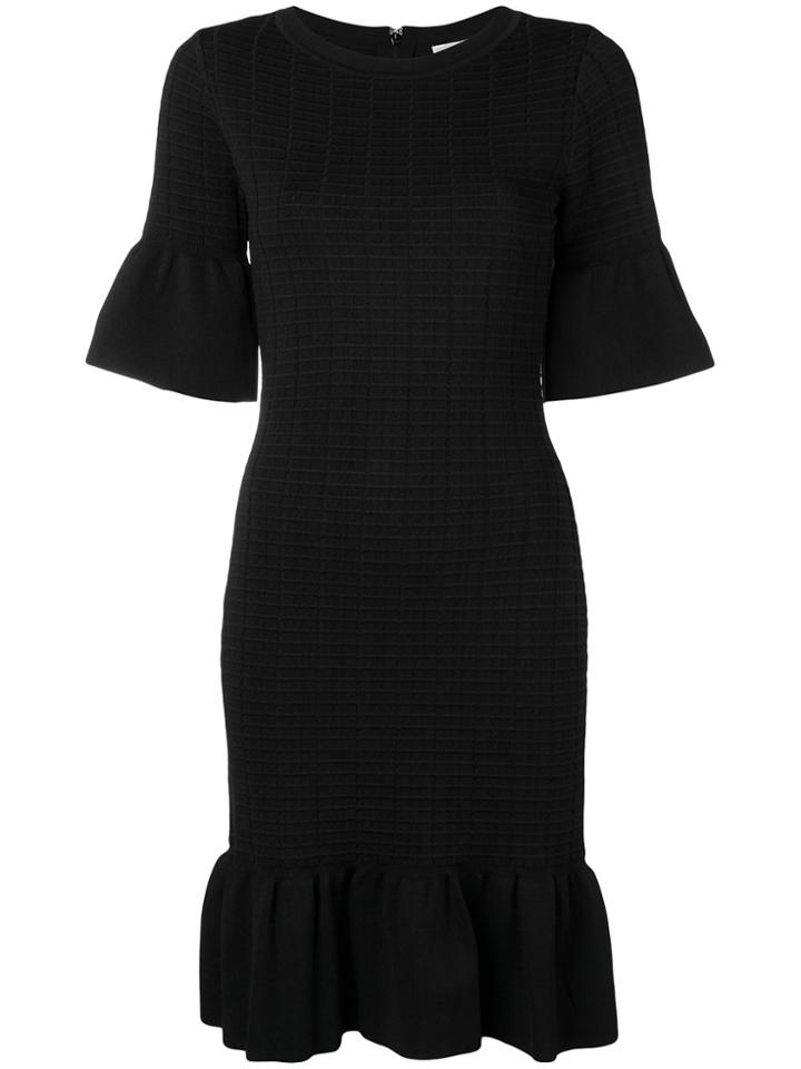 Michael Michael Kors Textured Ruffle Trim Dress - Black