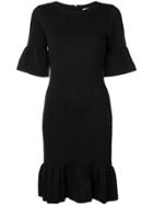 Michael Michael Kors Textured Ruffle Trim Dress - Black