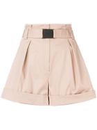 No21 Belted High-waisted Shorts - Nude & Neutrals