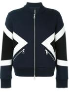 Neil Barrett Geometric Panelled Bomber Jacket, Men's, Size: L, Blue, Viscose/spandex/elastane/lyocell/metal Other