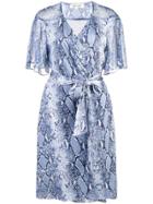 Dvf Diane Von Furstenberg Snakeskin-print Wrap Dress - Blue